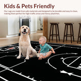 Vintage Basketball Play Diagram Rug with Chalkboard Style Court Sketch(White)