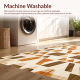 Ultra Soft Area Rug, Non Slip, Stain Resistant, Washable Area Rugs for Living Room, Bedroom, Canyon Winds Collection Angular Shapes in Warm Colors(Brown)