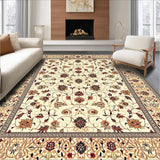 Ultra Soft Area Rug, Non Slip, Stain Resistant, Washable Area Rugs for Living Room, Bedroom, Intricate Floral Beige Area with Elegant Terracotta Accents(Beige)