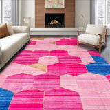 Ultra Soft Area Rug, Non Slip, Stain Resistant, Washable Area Rugs for Living Room, Bedroom, Dynamic Colorful Linear Motif(Pink)