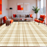 Ultra Soft Area Rug, Non Slip, Stain Resistant, Washable Area Rugs for Living Room, Bedroom, Neutral Plaid Area with Subtle Beige Tones and Non Slip Backing(Beige)