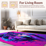 Ultra Soft Area Rug, Non Slip, Stain Resistant, Washable Area Rugs for Living Room, Bedroom, Lively Ethereal Wolf Composition(Purple)