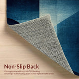 Ultra Soft Area Rug, Non Slip, Stain Resistant, Washable Area Rugs for Living Room, Bedroom, Modern Horizon Rug with Dynamic Blue Gold Spectrum and Linear Geometric Motifs(Blue)