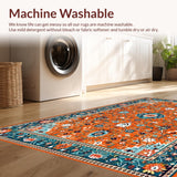 Ultra Soft Area Rug, Non Slip, Stain Resistant, Washable Area Rugs for Living Room, Bedroom, Bright Tiled Rustic Charm(Orange)