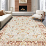 Ultra Soft Area Rug, Non Slip, Stain Resistant, Washable Area Rugs for Living Room, Bedroom, Tranquil Earthy Medallion Influence(Beige)