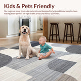 Ultra Soft Area Rug, Non Slip, Stain Resistant, Washable Area Rugs for Living Room, Bedroom, Sleek Monochrome Ogee Motif(Gray)
