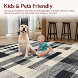 Ultra Soft Area Rug, Non Slip, Stain Resistant, Washable Area Rugs for Living Room, Bedroom, Chic Vintage Monochrome Motif(Gray)