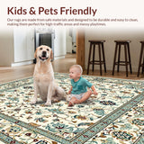 Ultra Soft Area Rug, Non Slip, Stain Resistant, Washable Area Rugs for Living Room, Bedroom, Neutral Toned Area With Vintage Inspired Ornate Medallion(Beige)