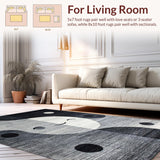 Ultra Soft Area Rug, Non Slip, Stain Resistant, Washable Area Rugs for Living Room, Bedroom, Trendy Monochrome Yin-Yang Aesthetic(Gray)