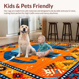 Ultra Soft Area Rug, Non Slip, Stain Resistant, Washable Area Rugs for Living Room, Bedroom, Rustic Earthy Toned Decor Piece(Orange)