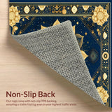 Ultra Soft Area Rug, Non Slip, Stain Resistant, Washable Area Rugs for Living Room, Bedroom, Stylish Symmetrical Mandala Elements(Gold)