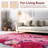 Ultra Soft Area Rug, Non Slip, Stain Resistant, Washable Area Rugs for Living Room, Bedroom, Charming Absorbent Floral Bath Carpet for Chic Decor(Pink)