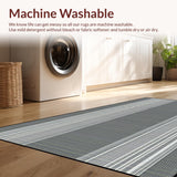 Ultra Soft Area Rug, Non Slip, Stain Resistant, Washable Area Rugs for Living Room, Bedroom, Chic Minimalist Striped Aesthetic(Gray)