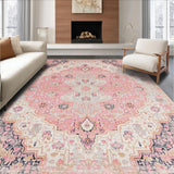 Ultra Soft Area Rug, Non Slip, Stain Resistant, Washable Area Rugs for Living Room, Bedroom, Charming Floral Boho Aesthetic(Pink)