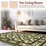 Ultra Soft Area Rug, Non Slip, Stain Resistant, Washable Area Rugs for Living Room, Bedroom, Distressed Green and Brown Living Room Rug(Beige)