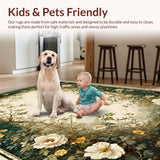 Ultra Soft Area Rug, Non Slip, Stain Resistant, Washable Area Rugs for Living Room, Bedroom, Sophisticated Nature-Inspired Geometric Style(White)