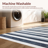 Ultra Soft Area Rug, Non Slip, Stain Resistant, Washable Area Rugs for Living Room, Bedroom, Contemporary Black White Stripe Carpet:  Linear Geometric Rug(Gray)