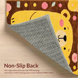 Ultra Soft Area Rug, Non Slip, Stain Resistant, Washable Area Rugs for Living Room, Bedroom, Cozy Teddy Bear Lettering Pattern(Yellow)