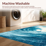 Ultra Soft Area Rug, Non Slip, Stain Resistant, Washable Area Rugs for Living Room, Bedroom, Surfboard Silhouette Wave Crest Rug With Ocean Swirl Motif And Sunburst Accents(Blue)