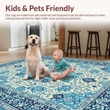 Ultra Soft Area Rug, Non Slip, Stain Resistant, Washable Area Rugs for Living Room, Bedroom, Hand-Tufted Oushak Bedroom Meditation Carpet(Blue)