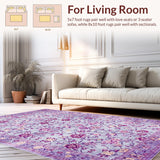 Ultra Soft Area Rug, Non Slip, Stain Resistant, Washable Area Rugs for Living Room, Bedroom, Charming Purple Floral Elegance(Purple)