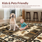 Ultra Soft Area Rug, Non Slip, Stain Resistant, Washable Area Rugs for Living Room, Bedroom, Nature-Inspired Earthy Palette(Brown)