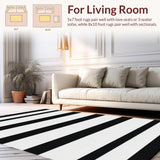 Ultra Soft Area Rug, Non Slip, Stain Resistant, Washable Area Rugs for Living Room, Bedroom, Stylish Black And White Striped Area Rug For Farmhouse Charm(Gray)