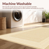 Ultra Soft Area Rug, Non Slip, Stain Resistant, Washable Area Rugs for Living Room, Bedroom, Rustic Low Pile Gentle Waves(Beige)