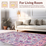Ultra Soft Area Rug, Non Slip, Stain Resistant, Washable Area Rugs for Living Room, Bedroom, Chic Vintage Botanical Elegance(Ivory)
