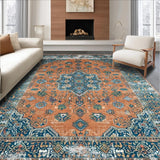 Ultra Soft Area Rug, Non Slip, Stain Resistant, Washable Area Rugs for Living Room, Bedroom, Whimsical Colorful Trellis Design(Orange)