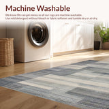 Ultra Soft Area Rug, Non Slip, Stain Resistant, Washable Area Rugs for Living Room, Bedroom, Slate Colored Modern Linear Arrangement(Gray)