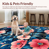 Ultra Soft Area Rug, Non Slip, Stain Resistant, Washable Area Rugs for Living Room, Bedroom, Charming Pastel Medallion Pattern(Blue)