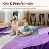 Ultra Soft Area Rug, Non Slip, Stain Resistant, Washable Area Rugs for Living Room, Bedroom, Dynamic Abstract Shapes Ensemble(Purple)