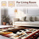 Ultra Soft Area Rug, Non Slip, Stain Resistant, Washable Area Rugs for Living Room, Bedroom, Vibrant Ethnic Geometric Print(Brown)
