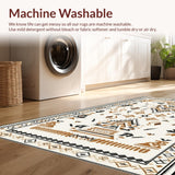 Ultra Soft Area Rug, Non Slip, Stain Resistant, Washable Area Rugs for Living Room, Bedroom, Rustic Warm Toned Trellis Design(Beige)