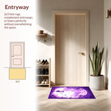 Ultra Soft Area Rug, Non Slip, Stain Resistant, Washable Area Rugs for Living Room, Bedroom, Radiant Moonbeam Floral Theme(Purple)