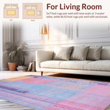 Ultra Soft Area Rug, Non Slip, Stain Resistant, Washable Area Rugs for Living Room, Bedroom, Whimsical Pastel Abstract Design(Purple)