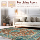 Ultra Soft Area Rug, Non Slip, Stain Resistant, Washable Area Rugs for Living Room, Bedroom, Vibrant Tribal Inspired Design(Brown)
