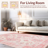 Ultra Soft Area Rug, Non Slip, Stain Resistant, Washable Area Rugs for Living Room, Bedroom, Trendy Rustic Blush Aesthetic(Pink)