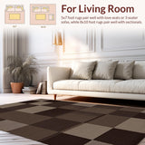 Ultra Soft Area Rug, Non Slip, Stain Resistant, Washable Area Rugs for Living Room, Bedroom, Rustic Dark Plaid Aesthetic Charm(Brown)