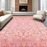 Ultra Soft Area Rug, Non Slip, Stain Resistant, Washable Area Rugs for Living Room, Bedroom, Sophisticated Diamond Trellis Aesthetic(Pink)