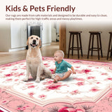 Ultra Soft Area Rug, Non Slip, Stain Resistant, Washable Area Rugs for Living Room, Bedroom, Eclectic Nature-Inspired Color Harmony(Pink)