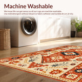 Ultra Soft Area Rug, Non Slip, Stain Resistant, Washable Area Rugs for Living Room, Bedroom, Chic Colorful Geometric Arrangement(Orange)