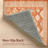 Ultra Soft Area Rug, Non Slip, Stain Resistant, Washable Area Rugs for Living Room, Bedroom, Vivid Herringbone Orange Aesthetic(Orange)