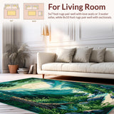 Ultra Soft Area Rug, Non Slip, Stain Resistant, Washable Area Rugs for Living Room, Bedroom, Whimsical Celestial Illustrative Design(Green)