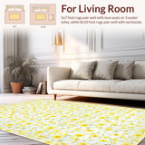 Ultra Soft Area Rug, Non Slip, Stain Resistant, Washable Area Rugs for Living Room, Bedroom, Lively Floral Patterned Decor(Yellow)