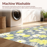 Ultra Soft Area Rug, Non Slip, Stain Resistant, Washable Area Rugs for Living Room, Bedroom, Elegant Soft Tone Blooms(Blue)