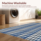 Ultra Soft Area Rug, Non Slip, Stain Resistant, Washable Area Rugs for Living Room, Bedroom, Cozy Farmhouse Inspired Tartan Aesthetic(Blue)