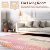 Ultra Soft Area Rug, Non Slip, Stain Resistant, Washable Area Rugs for Living Room, Bedroom, Geometric Spotted for Entryway(Pink)