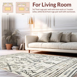 Ultra Soft Area Rug, Non Slip, Stain Resistant, Washable Area Rugs for Living Room, Bedroom, Elegant Earthy Tribal Geometry(Beige)